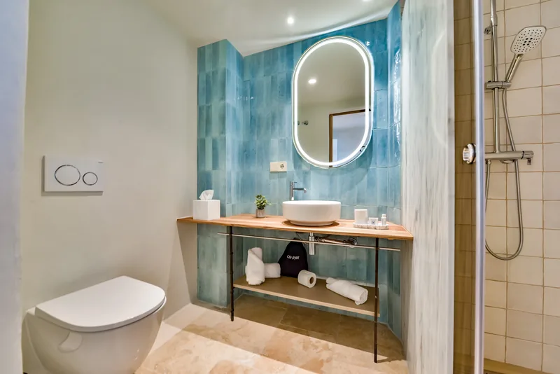 Private bathroom with a walk-in shower in a King Sea View room